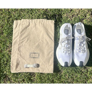 Gucci Run Trainer Athletic Men’s Sneakers Size 14 US 14.5 White G Logo